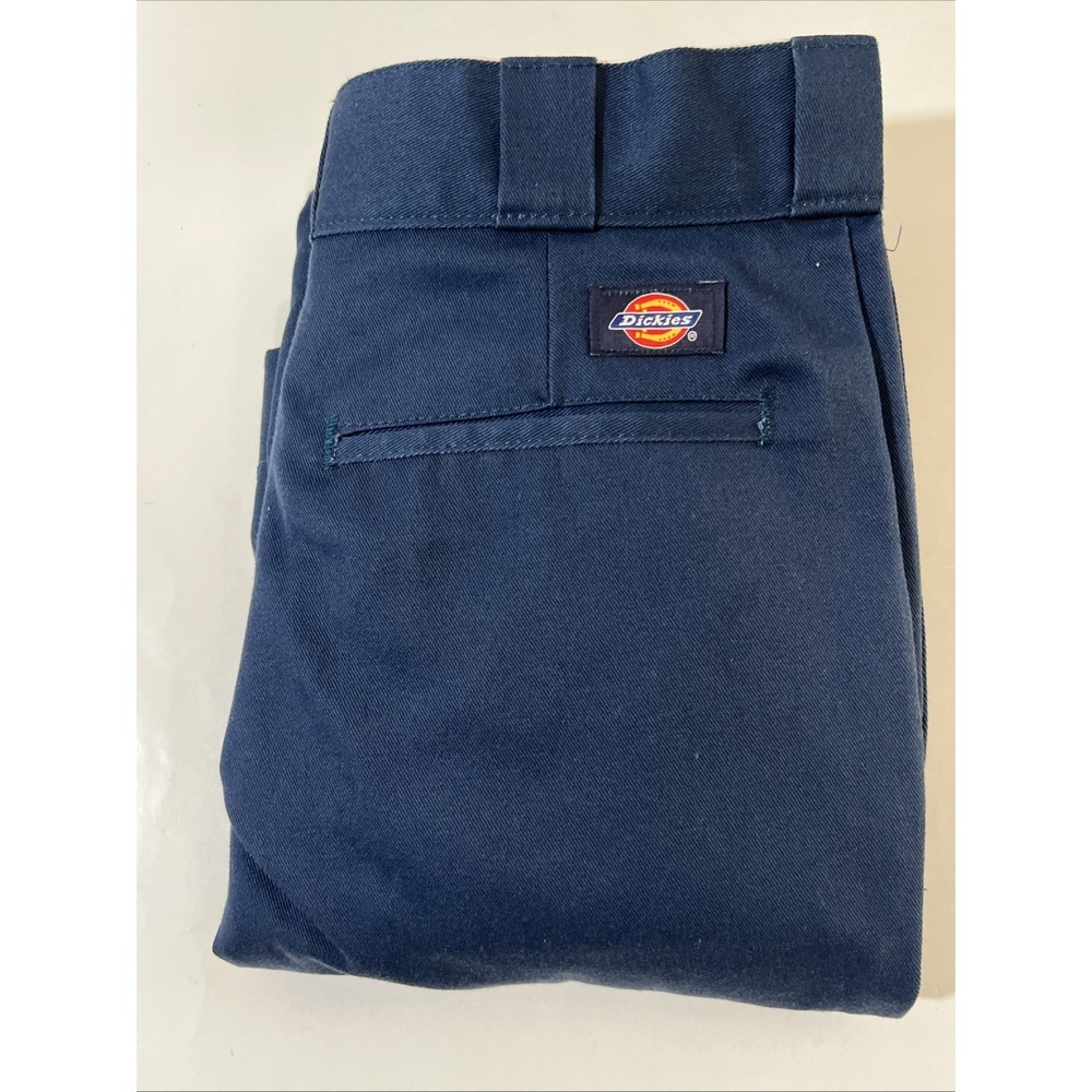 Dickies 874 Pants Mens 50x32 Blue Original Fit Work Trousers Zip Hook & Bar